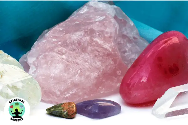 Cleansing crystals & gemstones using a larger stone